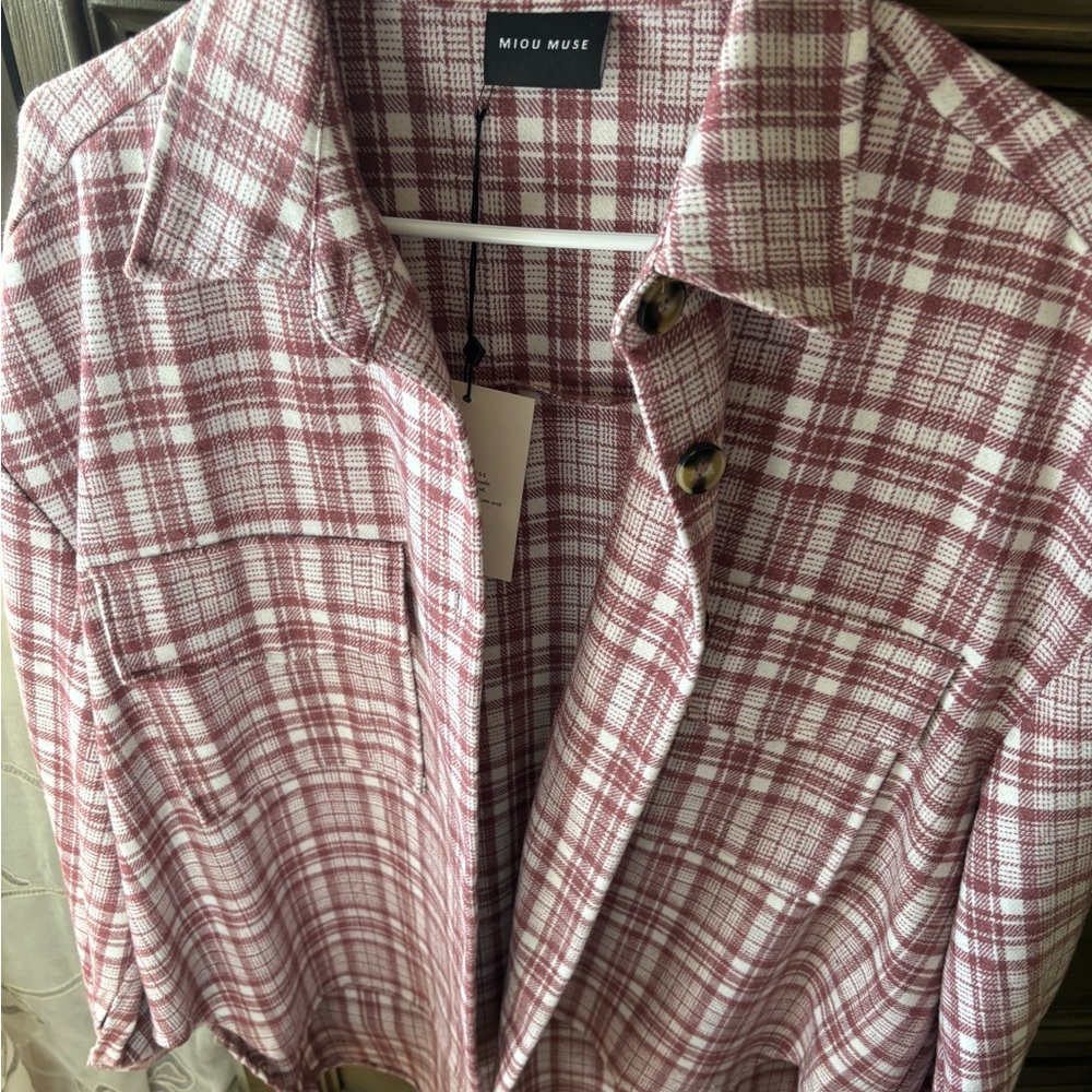 Pink Lightweight Casual Button Down shacket